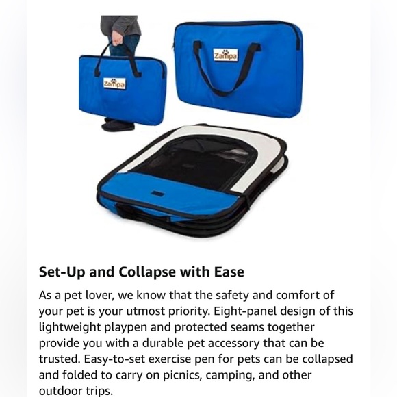 Zampa Portable, foldable Pet Playpen - small to Med pets - EUC - only used once - Picture 14 of 16